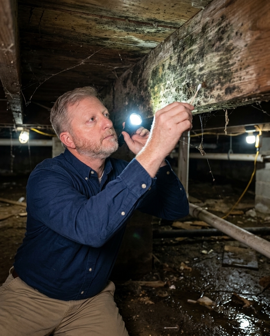 Moisture meter and thermal imaging during mold inspection